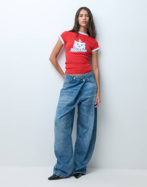 ASOS DESIGN Disney ringer baby tee with Marie print in red, 3 of 4