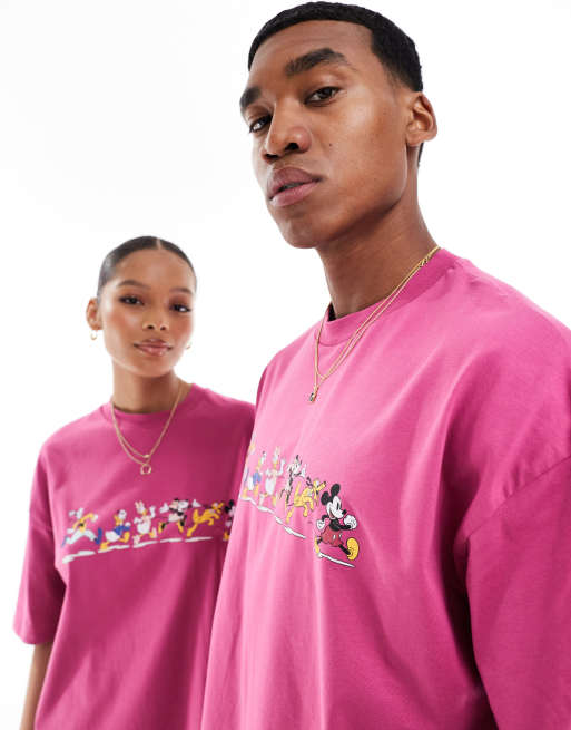 ASOS DESIGN – Disney – Rosa t-shirt i oversize och unisex-modell med 