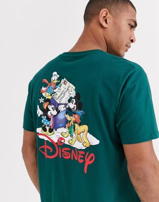 ASOS DESIGN - Disney - Ruimvallend T-shirt met Kerstprint op de rug-Groen