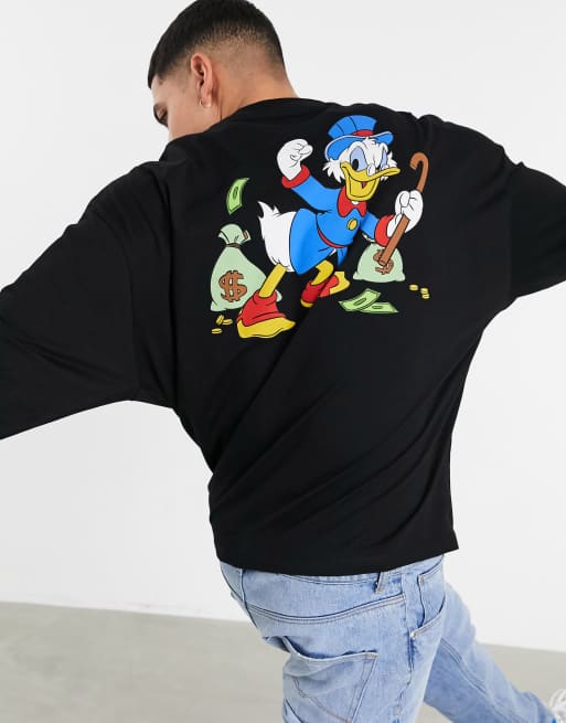 Asos Design Disney Scrooge Donald Duck Oversized Long Sleeve T Shirt 