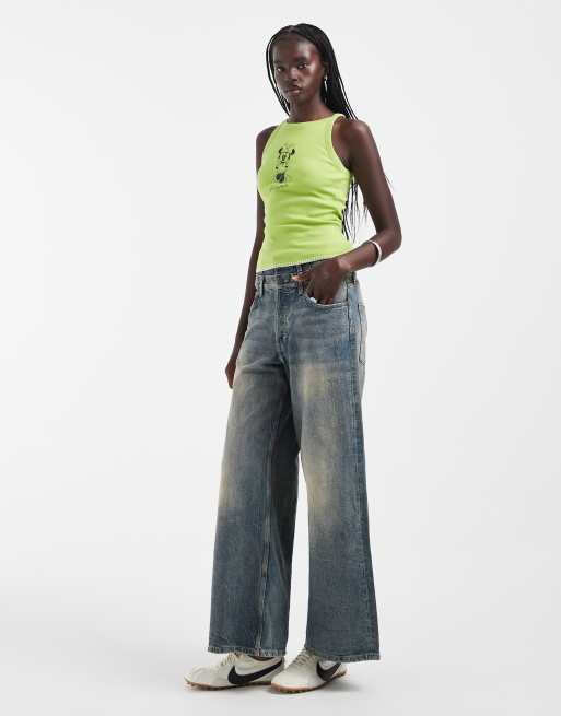 ASOS DESIGN Disney singlet with Minnie print in lime green, 2 of 4