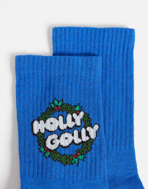 ASOS DESIGN Disney Socken mit Weihnachtsmotiv in Blau, 2 von 3