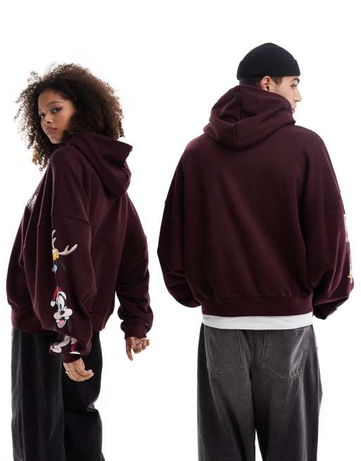 ASOS DESIGN - Disney - Sweat à capuche unisexe coupe carrée oversize avec imprimés Mickey Mouse et ses amis - Marron, 4 de 4