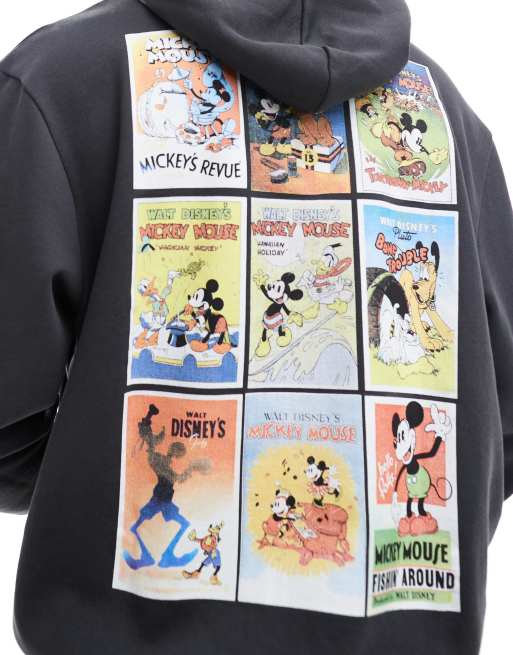 ASOS DESIGN - Disney - Sweat à capuche unisexe oversize avec imprimé bandes dessinées Mickey Mouse - Noir délavé, 2 de 4