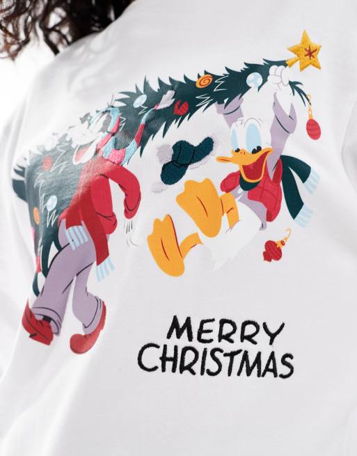 ASOS DESIGN - Disney - Sweat de Noël oversize coupe carrée avec imprimé Mickey Mouse et ses amis - Blanc, 3 de 4