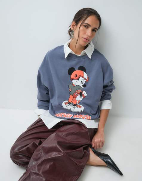 ASOS DESIGN Disney sweatshirt with Mickey Mouse football print in navy - view 1