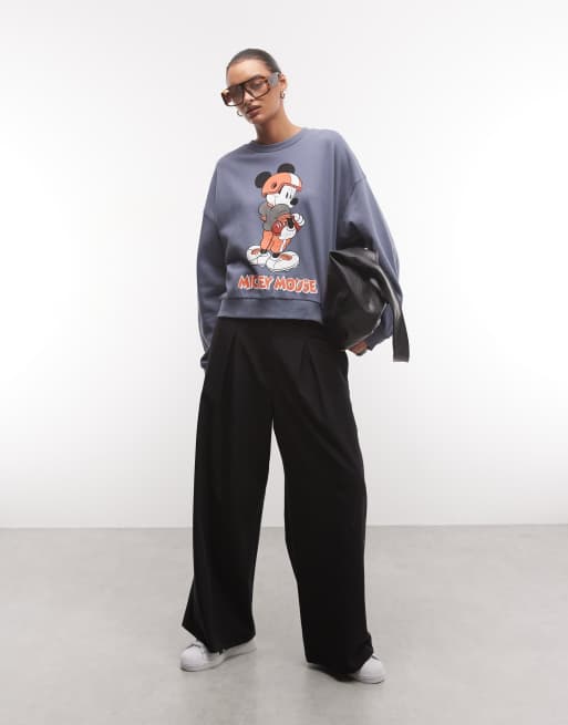 ASOS DESIGN Disney sweatshirt with Mickey Mouse football print in navy, 2 of 4