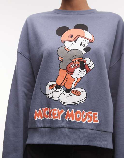 ASOS DESIGN Disney sweatshirt with Mickey Mouse football print in navy, 4 of 4
