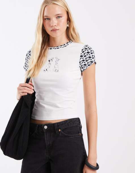 ASOS DESIGN Disney t-shirt bébé avec imprimé 101 Dalmatiens en blanc - view 1