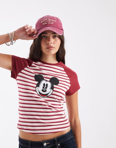 ASOS DESIGN Disney t-shirt bébé raglan à rayures avec imprimé Mickey - view 1