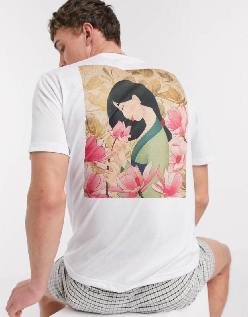 ASOS DESIGN Disney - T-shirt comoda con stampa di Mulan sul retro-Bianco