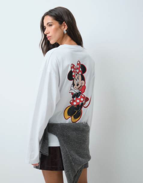 ASOS DESIGN Disney t-shirt oversize à manches longues avec imprimé Minnie en blanc - view 1
