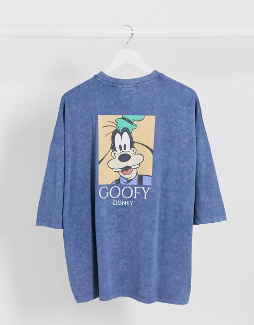 ASOS DESIGN - Disney - T-shirt oversize con stampa di Goofy sul retro lavaggio acido