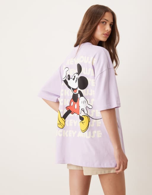ASOS DESIGN - Disney - T-shirt oversize lilla con stampa di Topolino