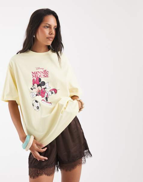 ASOS DESIGN Disney T-shirt oversize Minnie Mouse football giallo buttermilk - view 1