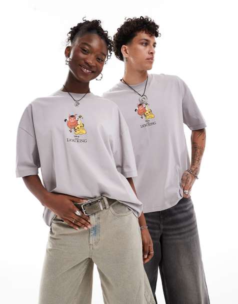 ASOS DESIGN - Disney - T-shirt oversize unisex grigia con stampa de Il Re Leone - view 1