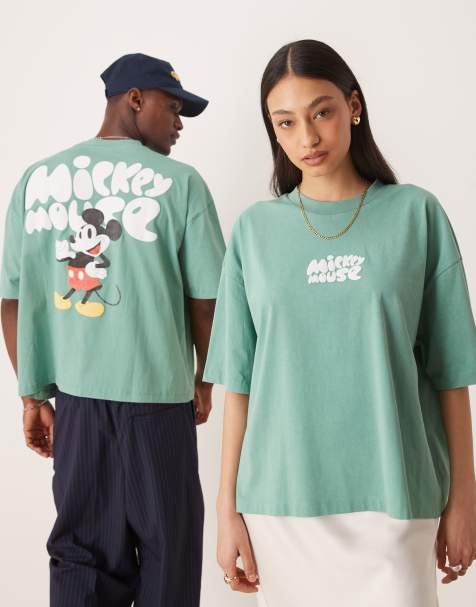 ASOS DESIGN - Disney - T-shirt oversize unisex squadrata verde con stampe "Mickey Mouse" - view 1