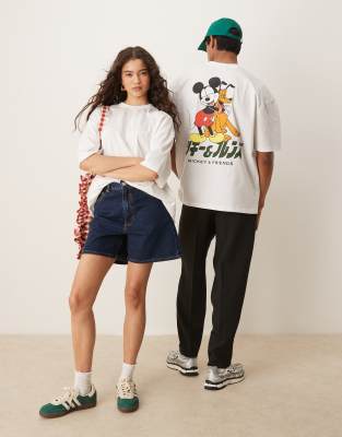 ASOS DESIGN - Disney - T-shirt unisexe oversize à imprimé Mickey Mouse - Écru - view 1