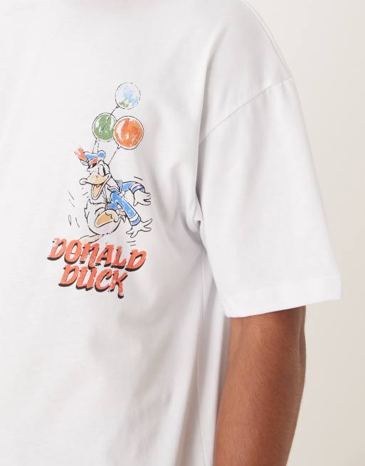ASOS DESIGN - Disney - T-shirt unisexe oversize à imprimés Donald Duck effet délavé - Blanc, 3 de 4
