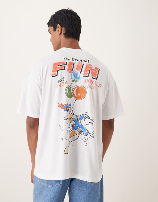 ASOS DESIGN - Disney - T-shirt unisexe oversize à imprimés Donald Duck effet délavé - Blanc, 4 de 4