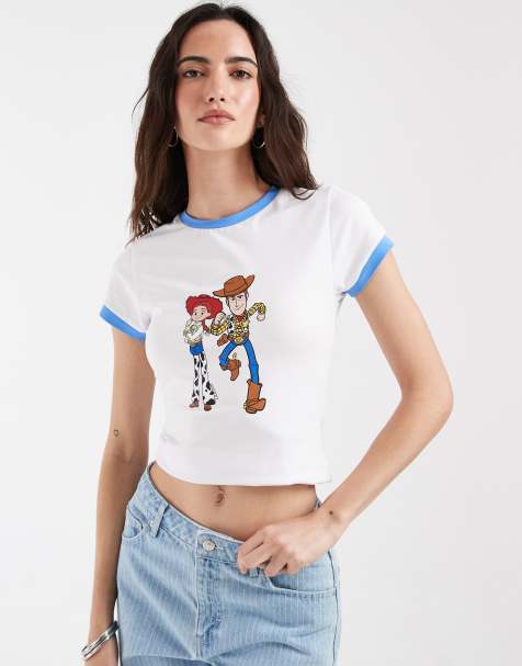 ASOS DESIGN Disney Toy Story t-shirt bébé ringer avec imprimé Jessie et Woody en blanc - view 1