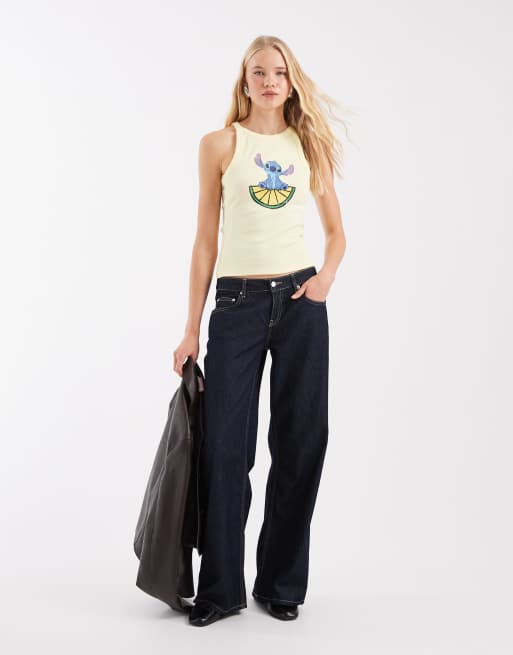 ASOS DESIGN Disney Trägertop mit Stitch-Zitronenprint in Gelb, 2 von 4