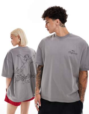 ASOS DESIGN - Disney - Übergroßes Unisex-T-Shirt in Grau mit „The Jungle Book"-Print