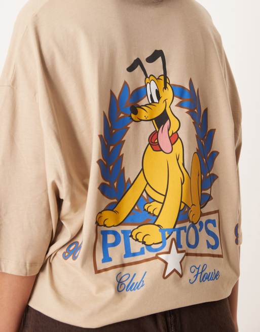ASOS DESIGN – Disney – Unisex – Beige t-shirt i oversize med Pluto-tryck , 3 av 4