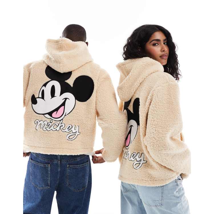 ASOS DESIGN Disney unisex boxy oversized borg hoodie with mickey
