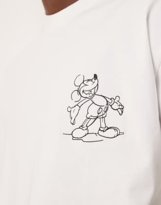 ASOS DESIGN Disney unisex boxy oversized heavyweight T-shirt with Mickey Mouse prints in white