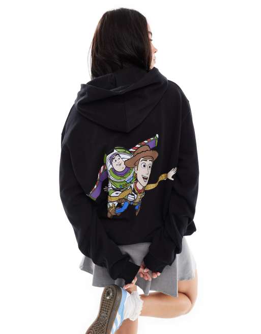 ASOS DESIGN Disney unisex boxy oversized hoodie with Pixar Toy Story prints in black ASOS