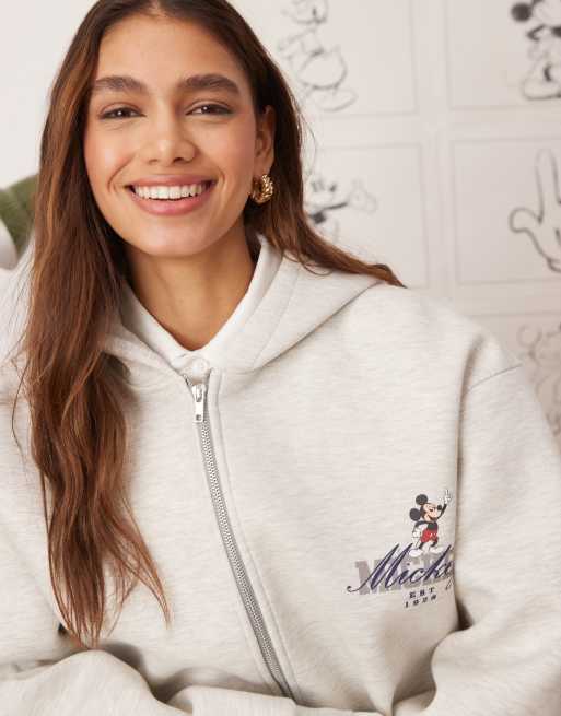 ASOS DESIGN Disney unisex boxy oversized scuba-style fabric zip up