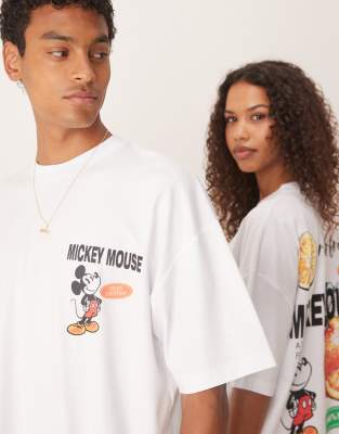 ASOS DESIGN Disney unisex boxy oversized t-shirt with Mickey Mouse fruit prints in white