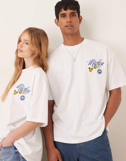 ASOS DESIGN Disney Unisex boxy oversized t-shirt with Mickey Mouse fruit prints in white, 3 of 4