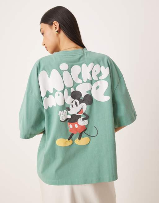 ASOS DESIGN Disney unisex boxy oversized t-shirt with Mickey Mouse prints in green, 4 of 4