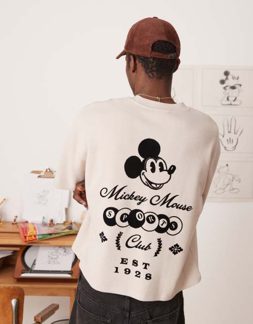 ASOS DESIGN Disney unisex boxy oversized t-shirt with Mickey Mouse prints in waffle, 4 of 4