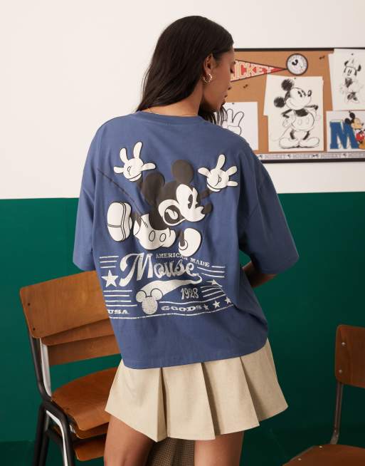 ASOS DESIGN Disney unisex boxy oversized t-shirt with Mickey Mouse puff print in charcoal, 4 of 4