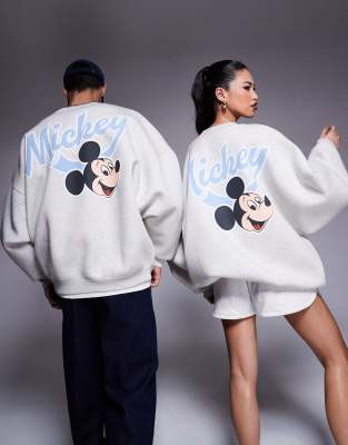 Asos Design Disney Unisex Extreme Oversized Scuba Sweatshirt With Mickey Mouse Prints In White