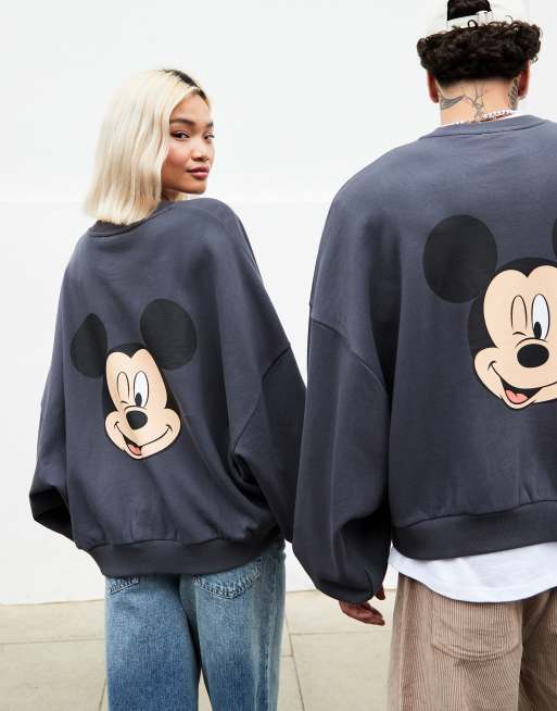 ASOS DESIGN Disney unisex extreme oversized sweatshirt with Mickey Mouse print in charcoal ASOS