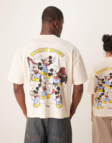 ASOS DESIGN - Disney - Unisex - Hvid oversized t-shirt med firkantet pasform og Mickey Mouse-print - view 1