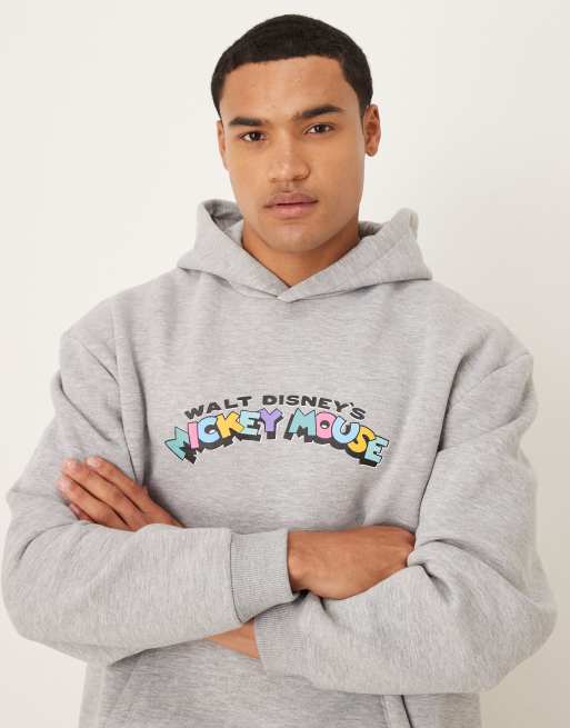 ASOS DESIGN – Disney – Unisex-Kapuzenpullover aus schwerem neoprenartigem Stoff in Grau mit Oversize-Schnitt und „Mickey Mouse“-Print, 4 von 4