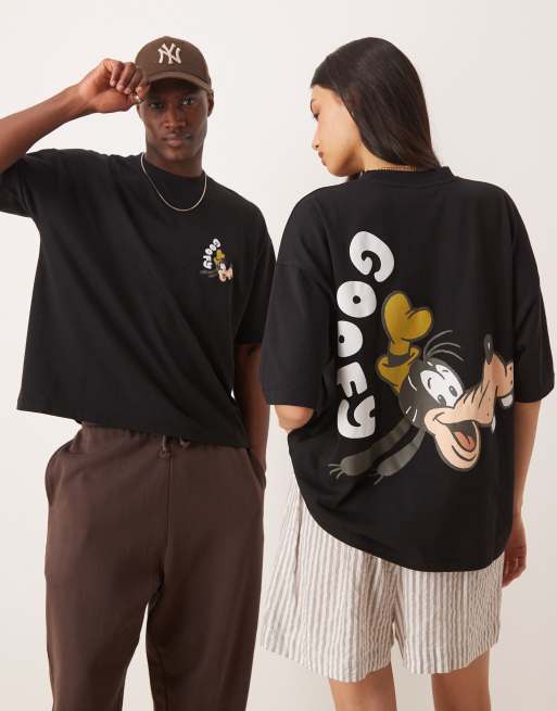 ASOS DESIGN – Disney – Unisex – Kastiges Oversize-T-Shirt in Schwarz mit Goofy-Prints, 2 von 4