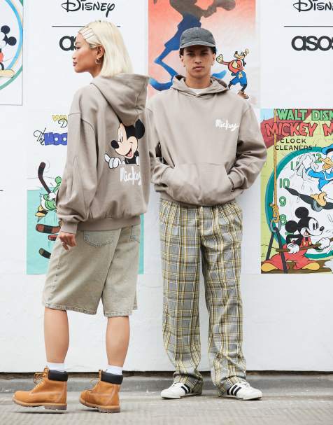ASOS DESIGN – Disney – Unisex – Oversize-Kapuzenpullover in Grau mit „Micky Mouse“-Prints - view 1