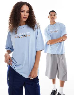 ASOS DESIGN - Disney - Unisex - Oversize-T-Shirt in Hellblau mit „Mickey & Friends"-Prints-Neutral