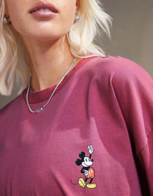 ASOS DESIGN – Disney – Unisex – Oversize-T-Shirt in verwaschenem Rosa mit Mickey-Maus-Prints, 2 von 4