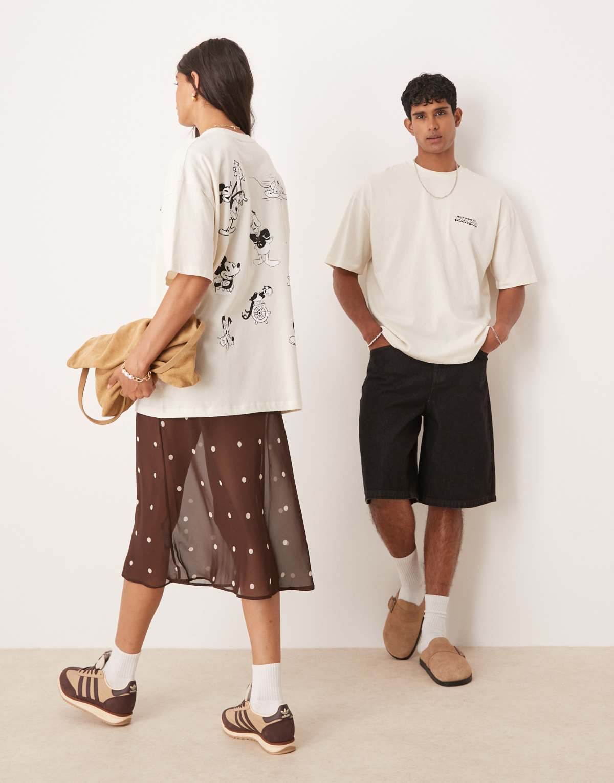 ASOS DESIGN Disney unisex oversize t-shirt with Mickey Mouse print in ecru