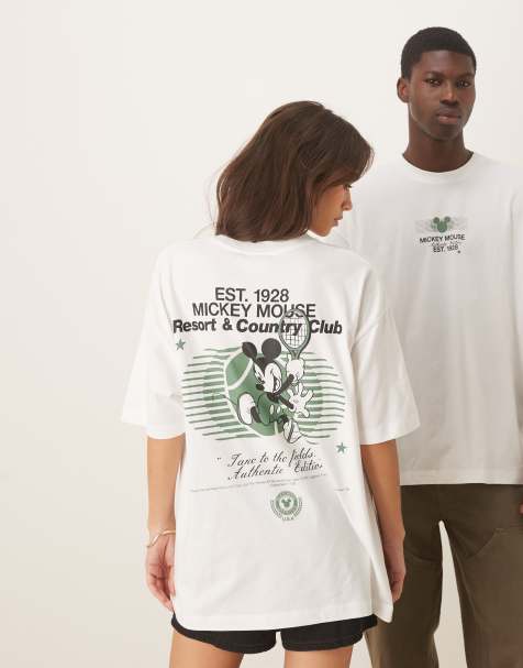 ASOS DESIGN Disney unisex oversize t-shirt with Mickey Mouse print in white - view 1
