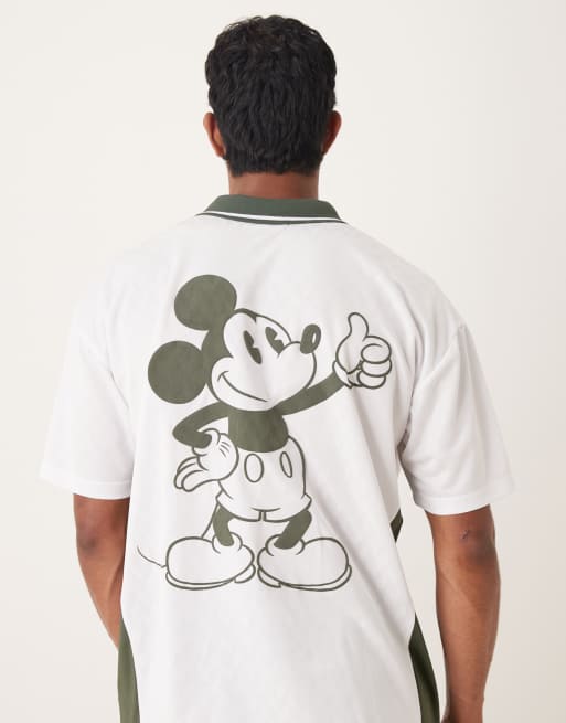 ASOS DESIGN Disney unisex oversized football style t-shirt with Mickey Mouse prints in white
