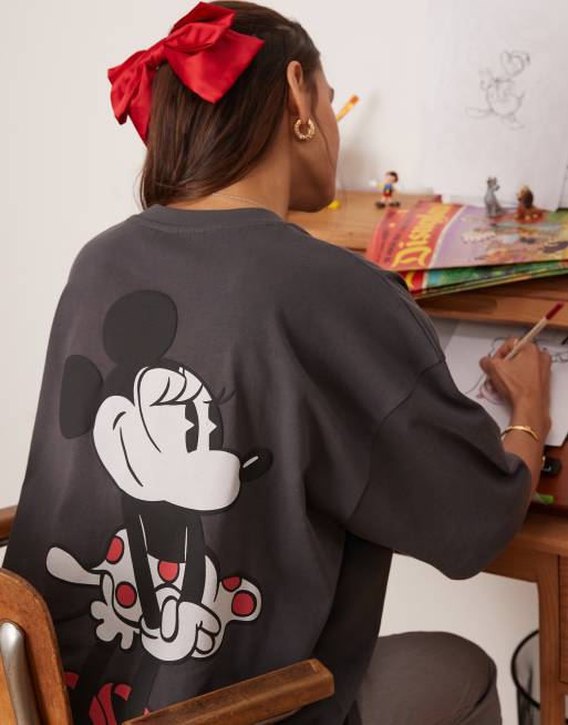 ASOS DESIGN Disney unisex oversized heavyweight t-shirt with Minnie Mouse prints in charcoal, 4 of 4