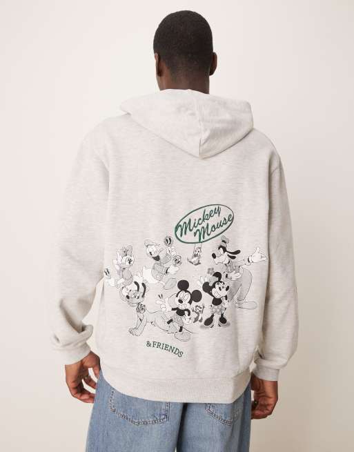 ASOS DESIGN Disney unisex oversized hoodie with Mickey Mouse & Friends prints in heather gray, 2 of 4